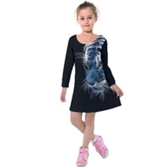 Ghost Tiger Kids  Long Sleeve Velvet Dress by Brittlevirginclothing