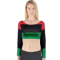 Pan African Unia Flag Colors Red Black Green Horizontal Stripes Long Sleeve Crop Top by yoursparklingshop