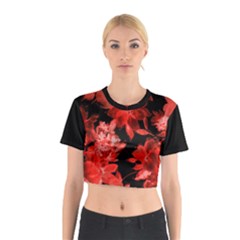 Red Flower  Cotton Crop Top by Brittlevirginclothing