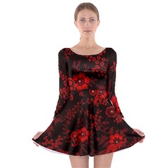 Small Red Roses Long Sleeve Skater Dress by Brittlevirginclothing