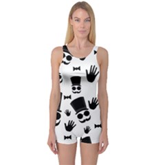 Gentlemen - Black And White One Piece Boyleg Swimsuit by Valentinaart