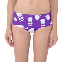 Gentleman Pattern - Purple And White Mid-waist Bikini Bottoms by Valentinaart