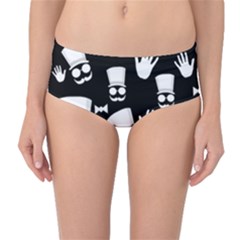 Gentleman - Black And White Pattern Mid-waist Bikini Bottoms by Valentinaart