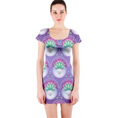 Background Floral Pattern Purple Short Sleeve Bodycon Dress by Amaryn4rt