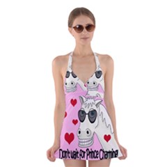 Don t Wait For Prince Charming Halter Swimsuit Dress by Valentinaart