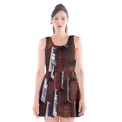 Abstract Architecture Building Business Scoop Neck Skater Dress