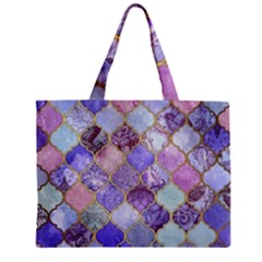 Blue Toned Moroccan Mosaic  Zipper Mini Tote Bag by Brittlevirginclothing