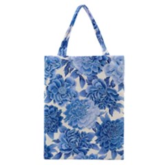 Blue Toned Flowers Classic Tote Bag by Brittlevirginclothing