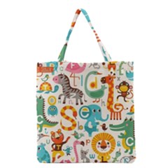 Lovely Small Cartoon Animals Grocery Tote Bag by Brittlevirginclothing