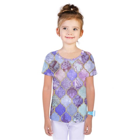 Blue Moroccan Mosaic Kids  One Piece Tee by Brittlevirginclothing