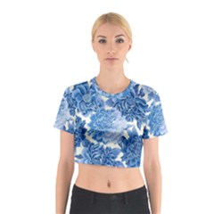 Blue Flowers Cotton Crop Top by Brittlevirginclothing