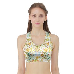 Pastel Flowers Sports Bra With Border by Brittlevirginclothing