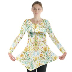 Pastel Flowers Long Sleeve Tunic  by Brittlevirginclothing