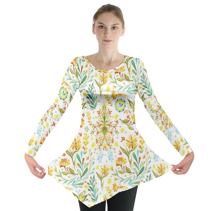 Pastel flowers Long Sleeve Tunic 