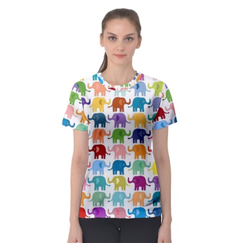 Colorful Small Elephants Women s Sport Mesh Tee by Brittlevirginclothing