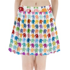 Colorful Small Elephants Pleated Mini Skirt by Brittlevirginclothing