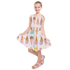 Cute Ice Cream Kids  Short Sleeve Dress by Brittlevirginclothing