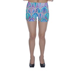 Colorful Lila Toned Mosaic Skinny Shorts