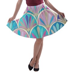 Colorful Lila Toned Mosaic A-line Skater Skirt by Brittlevirginclothing
