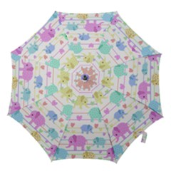 Elephant Pastel Pattern Hook Handle Umbrellas (large) by Valentinaart