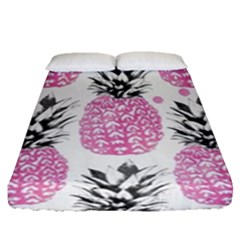 Pink Pineapple Fitted Sheet (queen Size) by Brittlevirginclothing