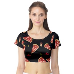 Pizza Slice Patter Short Sleeve Crop Top (tight Fit) by Valentinaart