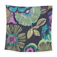 Dark Lila Flower Square Tapestry (large) by Brittlevirginclothing