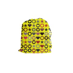 Heart Circle Star Seamless Pattern Drawstring Pouches (small)  by Amaryn4rt