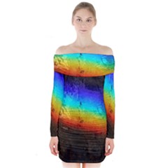 Rainbow Color Prism Colors Long Sleeve Off Shoulder Dress by Amaryn4rt