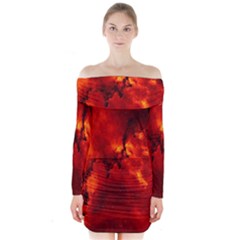 Star Clusters Rosette Nebula Star Long Sleeve Off Shoulder Dress by Amaryn4rt