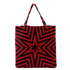 Star Red Kaleidoscope Pattern Grocery Tote Bag by Amaryn4rt
