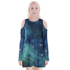 Space Velvet Long Sleeve Shoulder Cutout Dress by Brittlevirginclothing