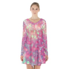 Colorful Sparkles Long Sleeve Velvet V-neck Dress by Brittlevirginclothing
