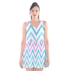 Colorful Wavy Lines Scoop Neck Skater Dress by Brittlevirginclothing
