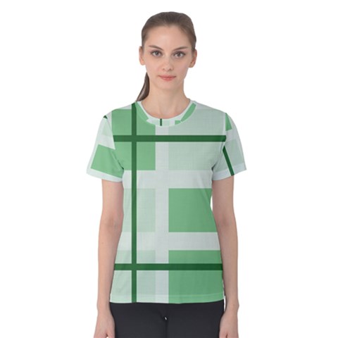 Abstract Green Squares Background Women s Cotton Tee by Amaryn4rt