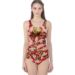 Pizza Pattern One Piece Swimsuit by Valentinaart