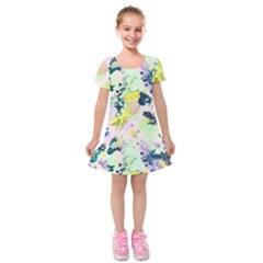 Colorful Paint Kids  Short Sleeve Velvet Dress by Brittlevirginclothing