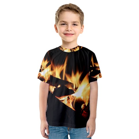 Bonfire Wood Night Hot Flame Heat Kids  Sport Mesh Tee by Amaryn4rt