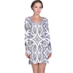 Mandala Line Art Black And White Long Sleeve Nightdress