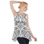 Mandala Line Art Black And White Side Drop Tank Tunic