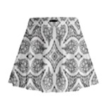 Mandala Line Art Black And White Mini Flare Skirt
