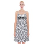 Mandala Line Art Black And White Spaghetti Strap Velvet Dress