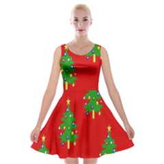 Christmas Trees Velvet Skater Dress by Nexatart