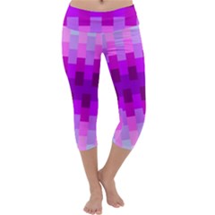 Geometric Cubes Pink Purple Blue Capri Yoga Leggings by Nexatart