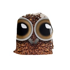 Owl Coffee Art Drawstring Pouches (large) 