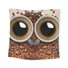 Owl Coffee Art Square Tapestry (small)