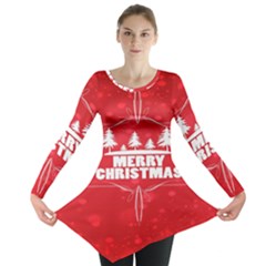 Red Bokeh Christmas Background Long Sleeve Tunic  by Nexatart