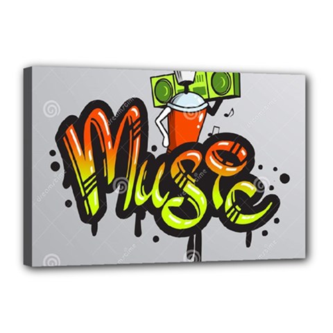 Graffiti Word Character Print Spray Can Element Player Music Notes Drippy Font Text Sample Grunge Ve Canvas 18  X 12  by Foxymomma