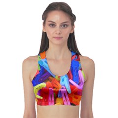 Clothespins Colorful Laundry Jam Pattern Sports Bra by Nexatart