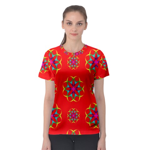 Geometric Circles Seamless Pattern Women s Sport Mesh Tee by Nexatart